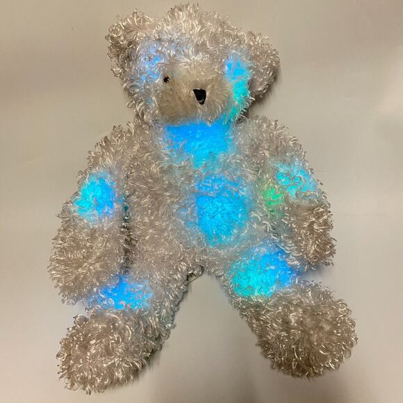 Cepia Glo E Bear White Shaggy Curly Color Kinetics 16" Light Up Plush Lovey Toy - Picture 4 of 16
